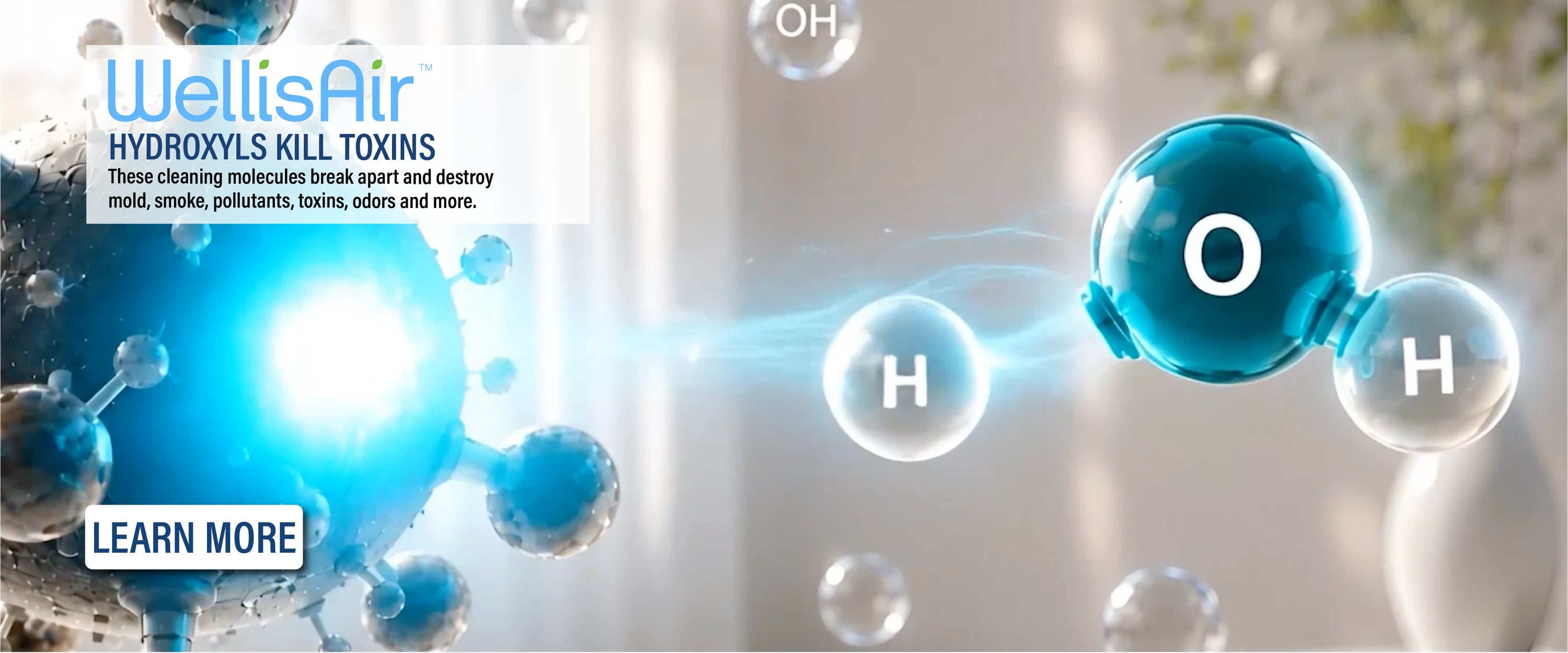 A hydroxyl molecule breaking apart a pathogen